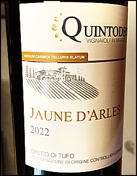 2022 Quintodecimo Greco di Tufo Jaune d'Arles 2022 Quintodecimo Greco di Tufo Jaune d'Arles